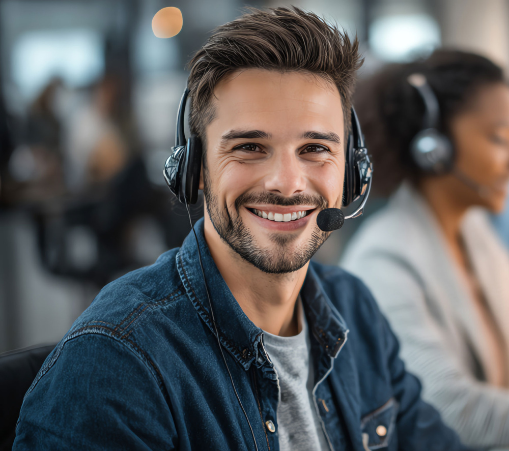 Kundenberater im Büro als Ansprechpartner für B2B-Unternehmen