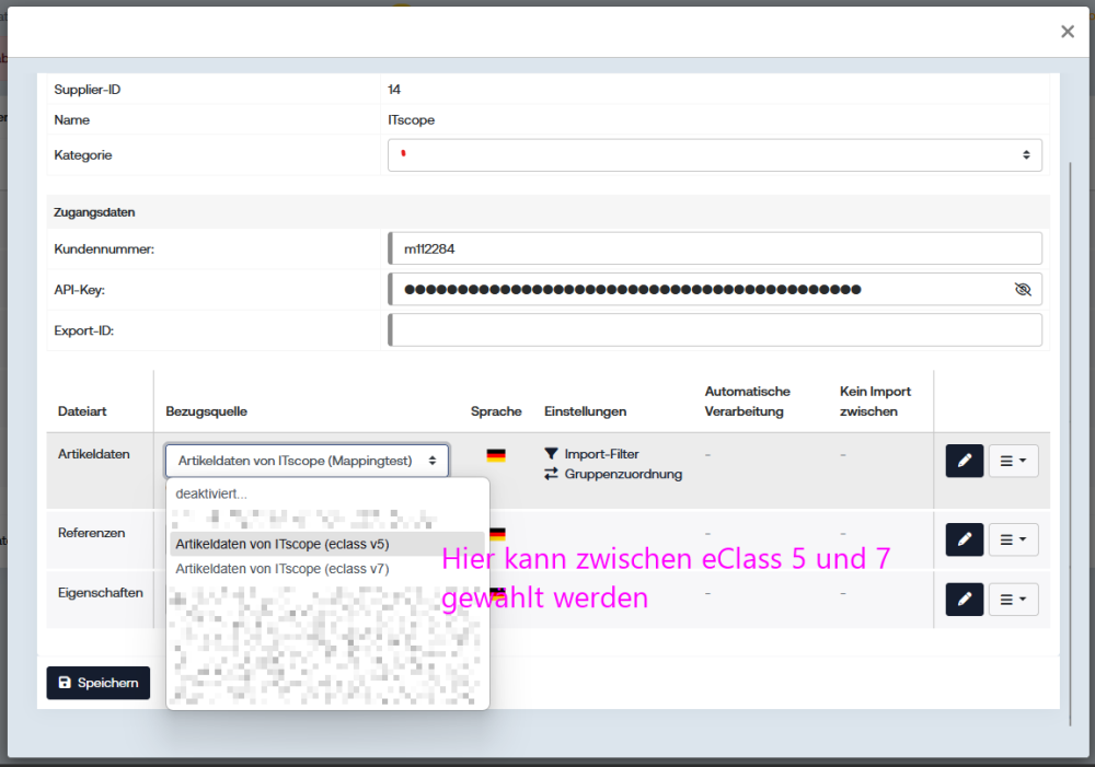 Dateien für den ITscope Import auswählen