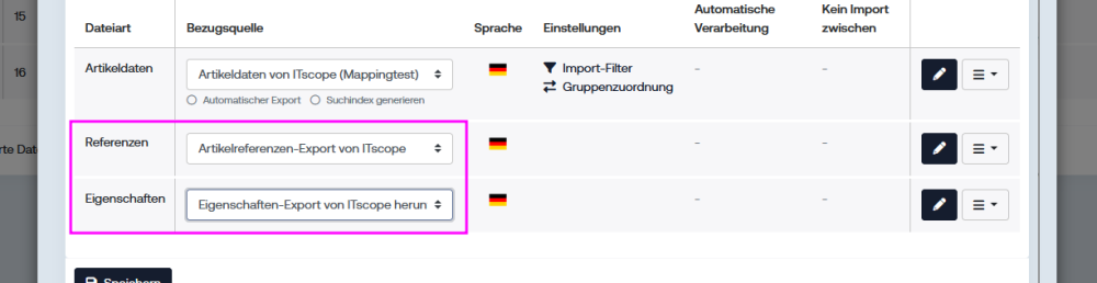 Referenzen und Eigenschaften für ITscope auswählen